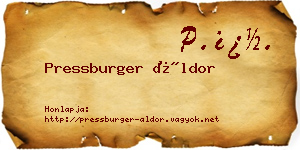 Pressburger Áldor névjegykártya